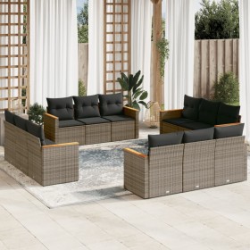 12-teiliges Gartensofa-Set mit grauen synthetischen Rattankissen von , Gartensets - Ref: Foro24-3258238, Preis: 867,80 €, Rab...