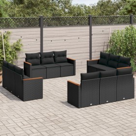 Gartensofa-Set 12-teilig mit schwarzen synthetischen Rattankissen von , Gartensets - Ref: Foro24-3258233, Preis: 970,72 €, Ra...