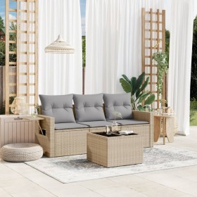 Gartensofa-Set mit Kissen, 4-teilig, beiges synthetisches Rattan von , Gartensets - Ref: Foro24-3252206, Preis: 336,99 €, Rab...