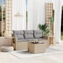 Gartensofa-Set mit Kissen, 4-teilig, beiges synthetisches Rattan von , Gartensets - Ref: Foro24-3252206, Preis: 332,39 €, Rab...