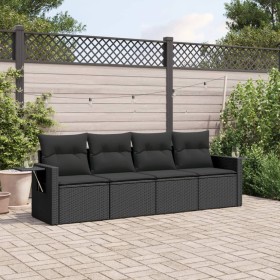 4-teilige Gartensofagarnitur mit schwarzen synthetischen Rattankissen von , Gartensets - Ref: Foro24-3252212, Preis: 350,02 €...