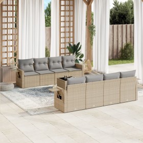 Set de sofás de jardín 9 pzas con cojines ratán sintético beige de , Conjuntos de jardín - Ref: Foro24-3252286, Precio: 730,9...