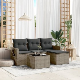 4-piece garden sofa set and gray synthetic rattan cushions by , Garden sets - Ref: Foro24-3252407, Price: 324,35 €, Discount: %