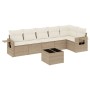 7-teiliges Gartensofa-Set und beige synthetische Rattankissen von , Gartensets - Ref: Foro24-3252535, Preis: 596,74 €, Rabatt: %