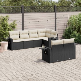 7-teiliges Garten-Essset und schwarze Kissen aus synthetischem Rattan von , Gartensets - Ref: Foro24-3252743, Preis: 521,68 €...