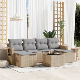 7-piece garden sofa set and beige synthetic rattan cushions by , Garden sets - Ref: Foro24-3252866, Price: 488,46 €, Discount: %