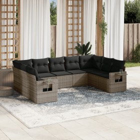 9-teiliges Gartenmöbel-Set und graue synthetische Rattankissen von , Gartensets - Ref: Foro24-3252937, Preis: 608,75 €, Rabat...