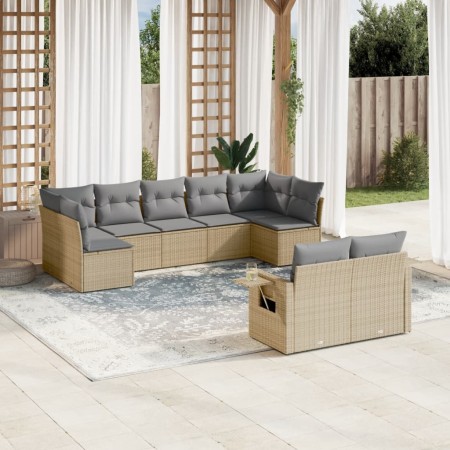 9-teiliges Gartensofa-Set mit beigen synthetischen Rattankissen von , Gartensets - Ref: Foro24-3252956, Preis: 676,27 €, Raba...