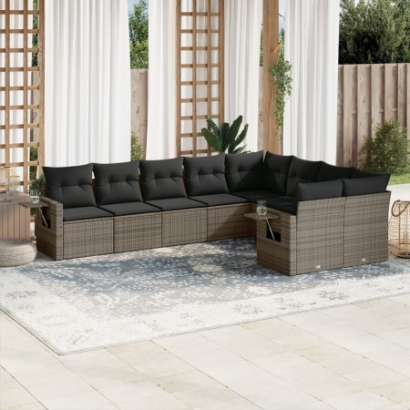 9-teiliges Gartenmöbel-Set und graue synthetische Rattankissen von , Gartensets - Ref: Foro24-3252977, Preis: 608,75 €, Rabat...