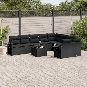 Gartensofa-Set 10-teilig mit schwarzen synthetischen Rattankissen von , Gartensets - Ref: Foro24-3252982, Preis: 737,74 €, Ra...