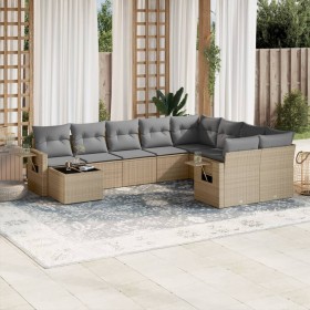 Gartensofa-Set mit beigen Kissen, 10-teilig, synthetisches Rattan von , Gartensets - Ref: Foro24-3252996, Preis: 757,92 €, Ra...