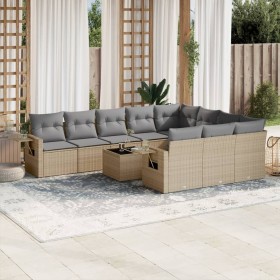 11-teiliges Gartensofa-Set mit beigen synthetischen Rattankissen von , Gartensets - Ref: Foro24-3253036, Preis: 754,99 €, Rab...