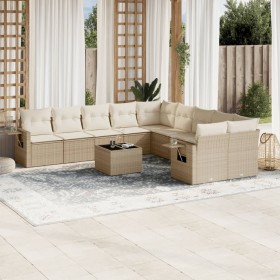 Set de sofás de jardín 11pzas con cojines ratán sintético beige de , Conjuntos de jardín - Ref: Foro24-3253055, Precio: 799,5...