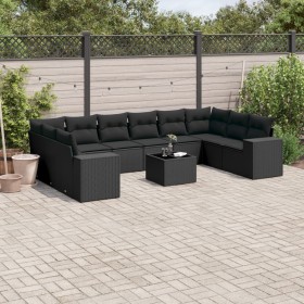 11-teiliges Gartensofa-Set und schwarze synthetische Rattankissen von , Gartensets - Ref: Foro24-3223074, Preis: 720,00 €, Ra...