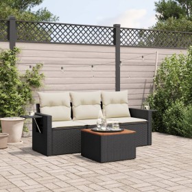 4-piece garden sofa set with black synthetic rattan cushions by , Modular outdoor sofas - Ref: Foro24-3224432, Price: 273,74 ...