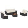 8-teiliges Gartensofa-Set und schwarze synthetische Rattankissen von , Modulare Sofas für den Außenbereich - Ref: Foro24-3224...