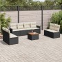 8-teiliges Gartensofa-Set und schwarze synthetische Rattankissen von , Modulare Sofas für den Außenbereich - Ref: Foro24-3224...