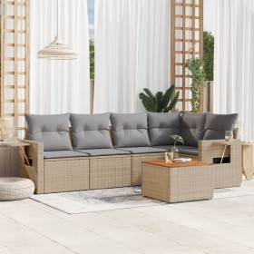 Gartensofa-Set mit Kissen, 6-teilig, beiges synthetisches Rattan von , Modulare Sofas für den Außenbereich - Ref: Foro24-3224...