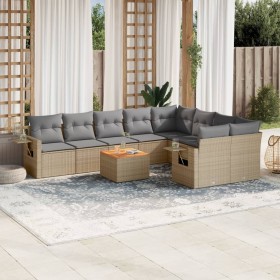 Garden sofa set with beige cushions 10 pieces synthetic rattan by , Modular outdoor sofas - Ref: Foro24-3224722, Price: 663,4...