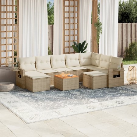 Garden sofa set with beige cushions 10 pieces synthetic rattan by , Modular outdoor sofas - Ref: Foro24-3224847, Price: 761,9...