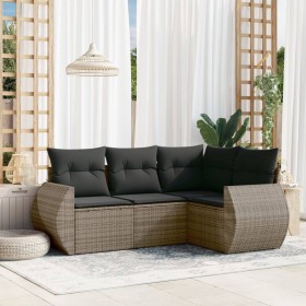 4-piece garden sofa set and gray synthetic rattan cushions by , Garden sets - Ref: Foro24-3221309, Price: 322,76 €, Discount: %