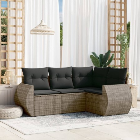 4-teiliges Gartensofa-Set und graue synthetische Rattankissen von , Gartensets - Ref: Foro24-3221309, Preis: 322,76 €, Rabatt: %