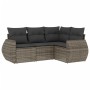 4-piece garden sofa set and gray synthetic rattan cushions by , Garden sets - Ref: Foro24-3221309, Price: 317,88 €, Discount: %