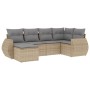 Garden sofa set with cushions 6 pieces beige synthetic rattan by , Modular outdoor sofas - Ref: Foro24-3221658, Price: 419,33...