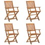 Folding garden chairs, set of 4, made of solid acacia wood. by vidaXL, Garden chairs - Ref: Foro24-46338, Price: 192,40 €, Di...