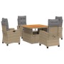 Set comedor de jardín 5 pzas con cojines ratán sintético beige de , Conjuntos de jardín - Ref: Foro24-3277425, Precio: 689,36...