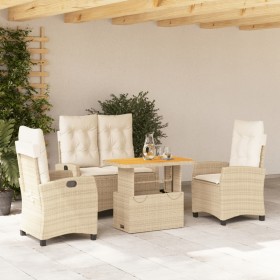 Garten-Essgruppe mit Kissen, 4-teilig, beiges synthetisches Rattan von , Gartensets - Ref: Foro24-3277419, Preis: 556,99 €, R...