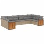 Gartensofa-Set mit beigen Kissen, 10-teilig, synthetisches Rattan von , Gartensets - Ref: Foro24-3228005, Preis: 711,54 €, Ra...