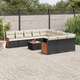 Gartensofa-Set 12-teilig mit schwarzen synthetischen Rattankissen von , Gartensets - Ref: Foro24-3228114, Preis: 801,10 €, Ra...