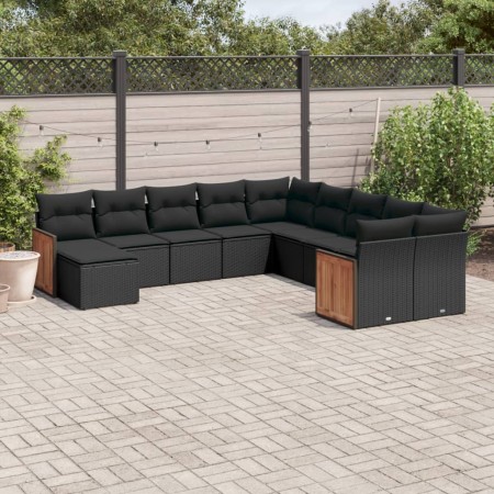 11-teiliges Gartensofa-Set und schwarze synthetische Rattankissen von , Gartensets - Ref: Foro24-3228246, Preis: 697,96 €, Ra...