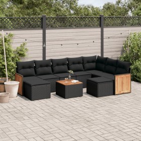 Gartensofa-Set 10-teilig mit schwarzen synthetischen Rattankissen von , Gartensets - Ref: Foro24-3228225, Preis: 574,41 €, Ra...