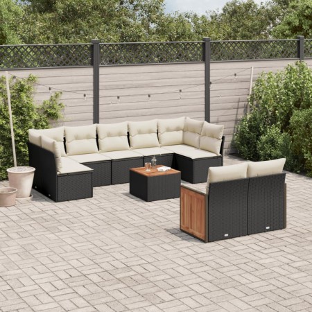 Garden sofa set 10 pieces with black synthetic rattan cushions by , Garden sets - Ref: Foro24-3227974, Price: 613,22 €, Disco...