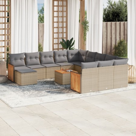 Gartensofa-Set mit Kissen, 13-teilig, beiges synthetisches Rattan von , Gartensets - Ref: Foro24-3228271, Preis: 928,26 €, Ra...