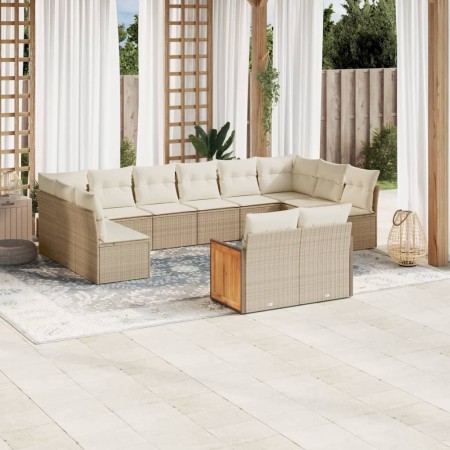 Gartensofa- und Kissenset, 12-teilig, beiges synthetisches Rattan von , Gartensets - Ref: Foro24-3228123, Preis: 890,99 €, Ra...