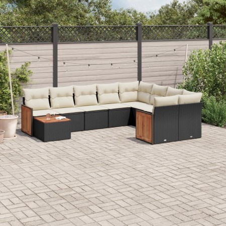 Set de sofás de jardín 10 pzas cojines ratán sintético negro de , Conjuntos de jardín - Ref: Foro24-3227995, Precio: 613,22 €...