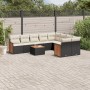 Gartensofa-Set 10-teilig mit schwarzen synthetischen Rattankissen von , Gartensets - Ref: Foro24-3227988, Preis: 607,31 €, Ra...