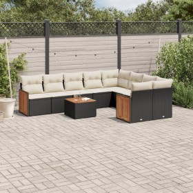 Gartensofa-Set 10-teilig mit schwarzen synthetischen Rattankissen von , Gartensets - Ref: Foro24-3227988, Preis: 613,22 €, Ra...