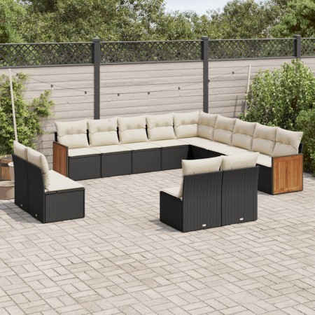 Gartensofa- und Kissenset 13-teilig aus schwarzem synthetischem Rattan von , Gartensets - Ref: Foro24-3228163, Preis: 807,59 ...