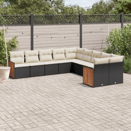 Gartensofa-Set 10-teilig mit schwarzen synthetischen Rattankissen von , Gartensets - Ref: Foro24-3228030, Preis: 666,65 €, Ra...