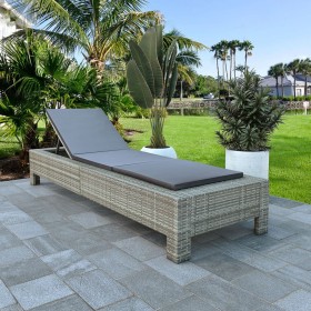 Lounger with gray synthetic rattan cushion by vidaXL, Loungers - Ref: Foro24-46236, Price: 156,99 €, Discount: %