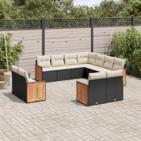 11-piece garden sofa set and black synthetic rattan cushions by , Garden sets - Ref: Foro24-3228177, Price: 769,99 €, Discoun...