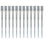 Ground spikes 12 pcs silver galvanized steel 7x7x90 cm by vidaXL, Spikes for anchoring in the ground - Ref: Foro24-145406, Pr...