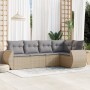 Gartensofa-Set mit Kissen, 5-teilig, beiges synthetisches Rattan von , Gartensets - Ref: Foro24-3221328, Preis: 383,44 €, Rab...