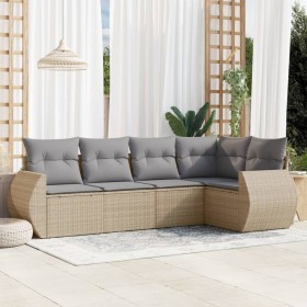 Garden sofa set with cushions 5 pieces beige synthetic rattan by , Garden sets - Ref: Foro24-3221328, Price: 375,08 €, Discou...