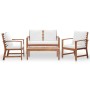 Garden furniture 4 pieces with cushions solid acacia wood by vidaXL, Garden sets - Ref: Foro24-47283, Price: 425,77 €, Discou...