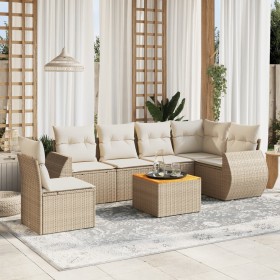 7-teiliges Gartensofa-Set und beige synthetische Rattankissen von , Gartensets - Ref: Foro24-3225029, Preis: 623,99 €, Rabatt: %